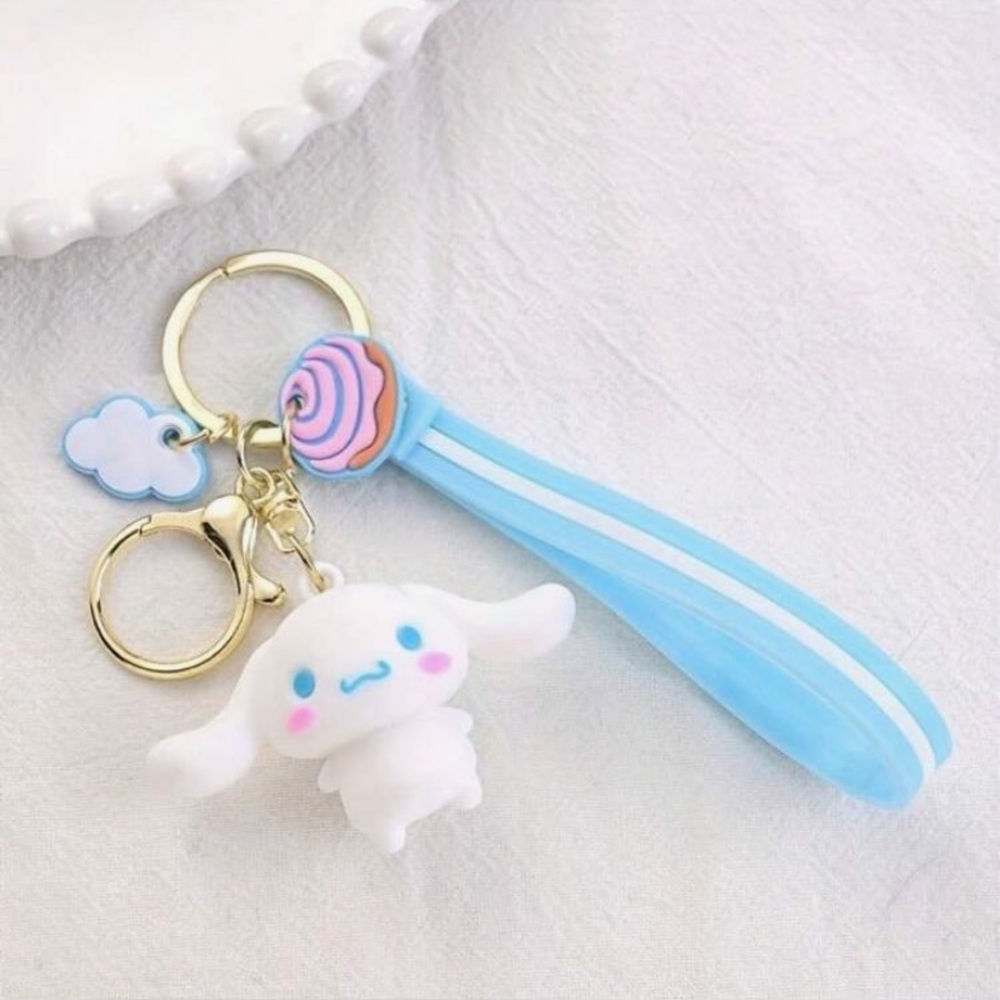 Sanrio 1pcs Cinnamon Cute Keychain with Pom Pom or Bag Character Charm Cute
